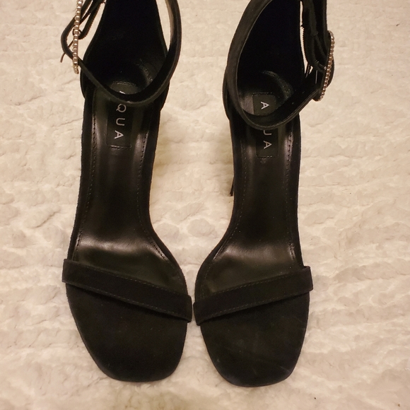 NWOB Aqua Women's Blair Black High Heels Open Toe Sandals - Picture 5 of 7